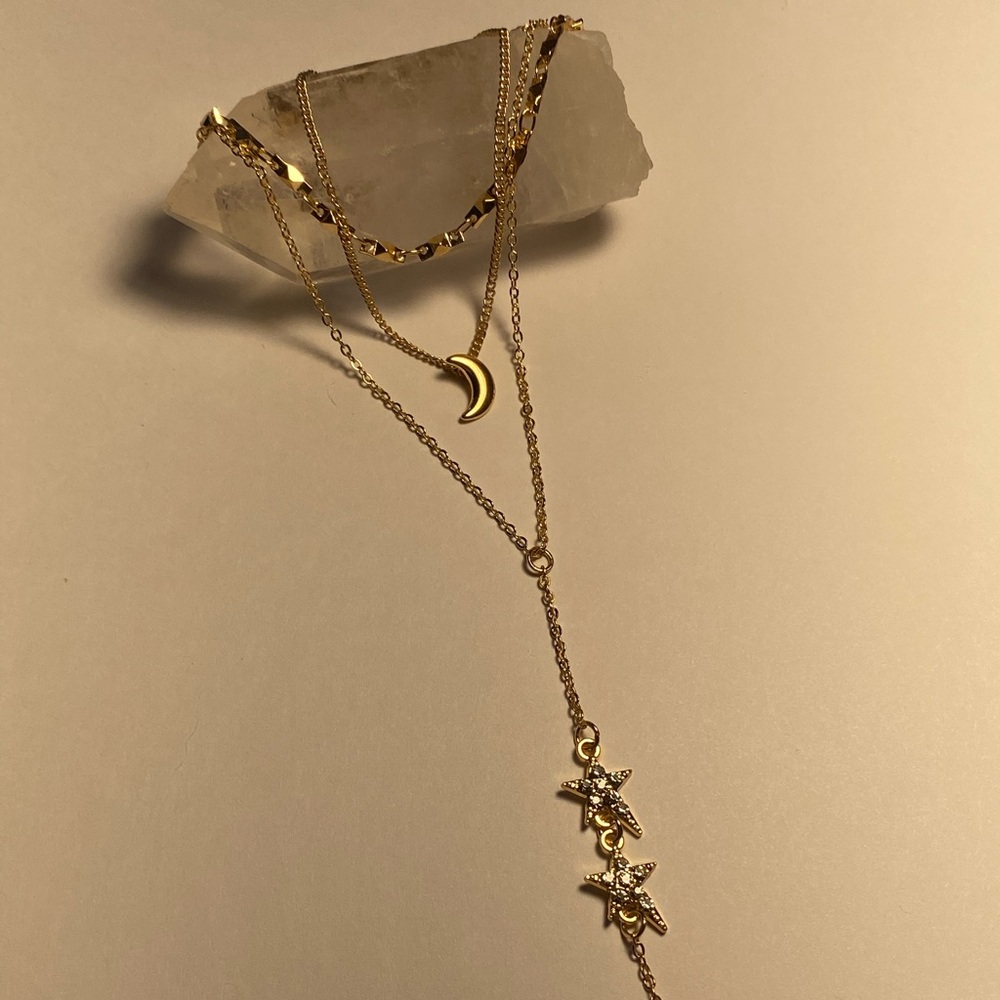 Layered moon/star necklace